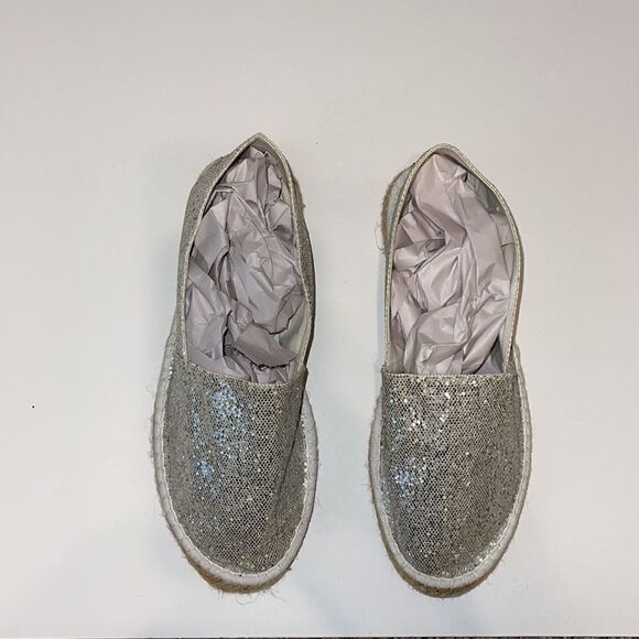ETRE WOMEN SILVER SPARKLY ESPADRILLES SIZE 8 - Picture 2 of 5